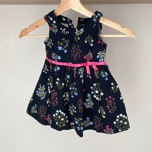 Lined, navy flower dress